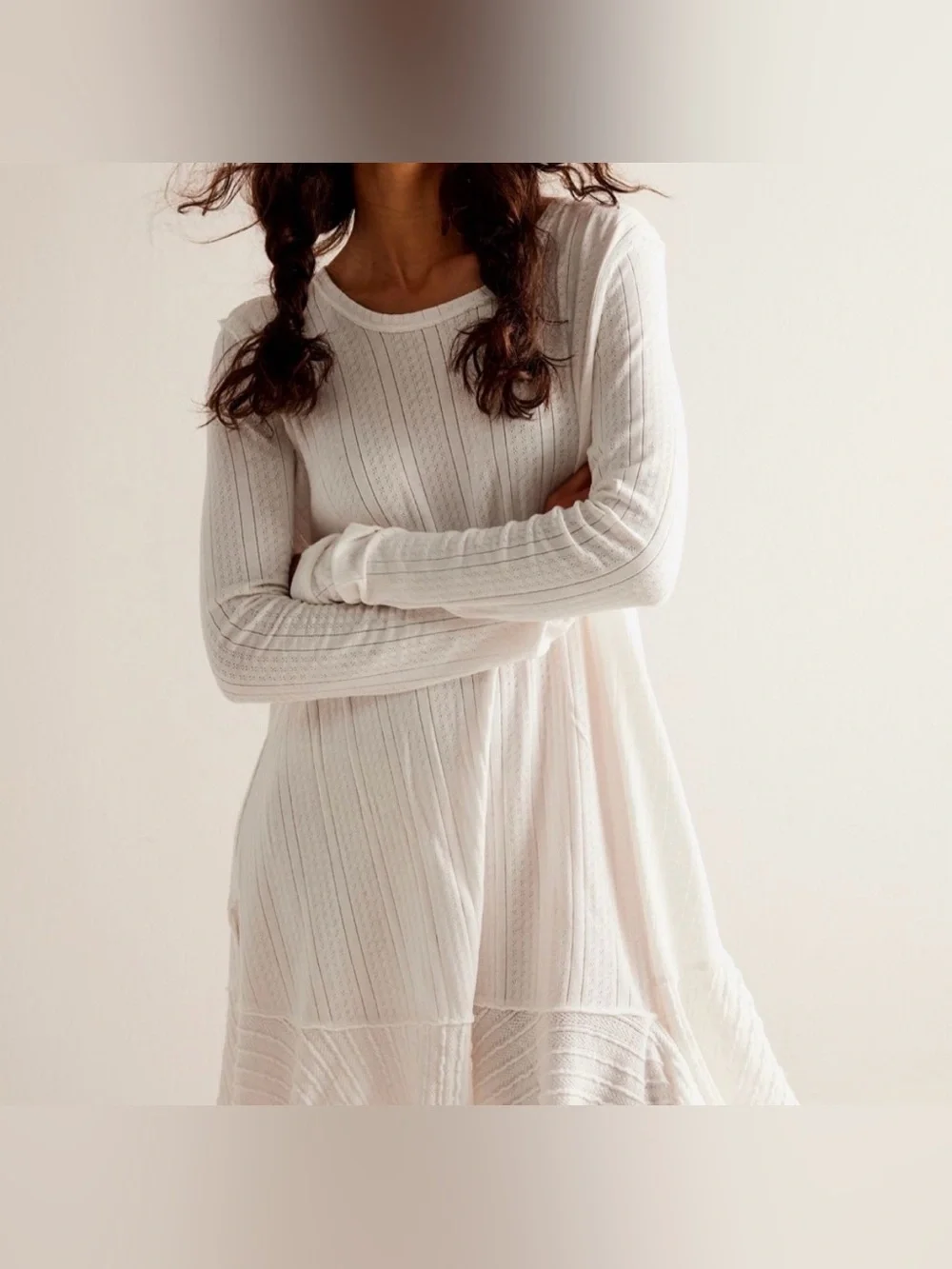 NWT FREE PEOPLE Tate Pointelle Tunic- Ivory Combo $78 MSRP